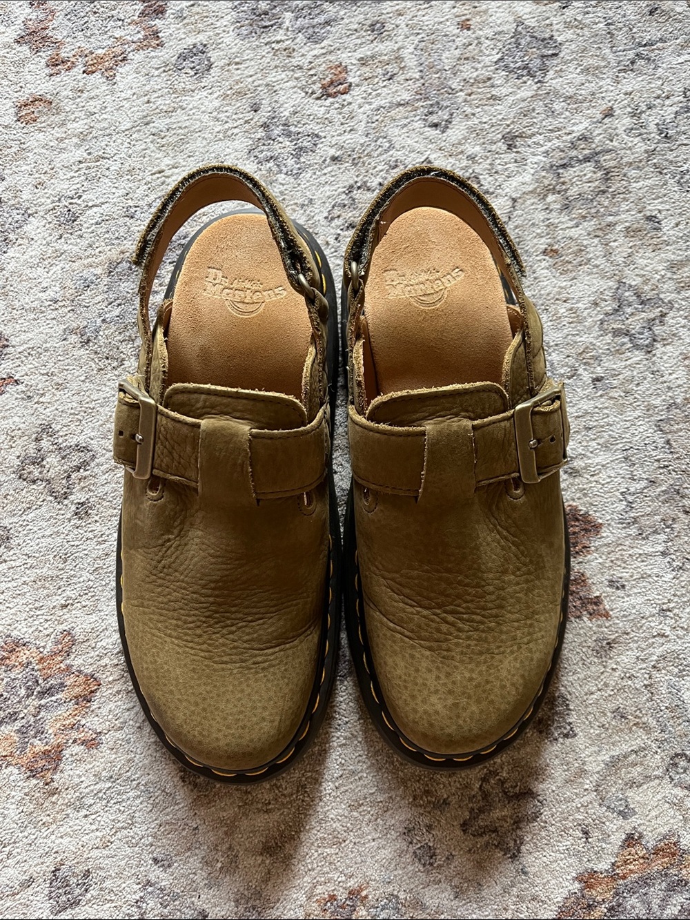 Dr. Martens Jorge II Olive Green Leather Slingback Clogs 8